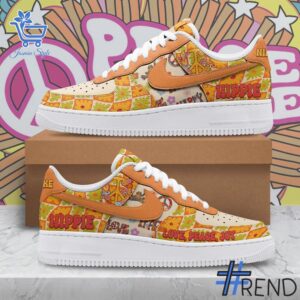 Custom apparel with the bold Hippie Love Peace Joy Nike Air Force Shoes design