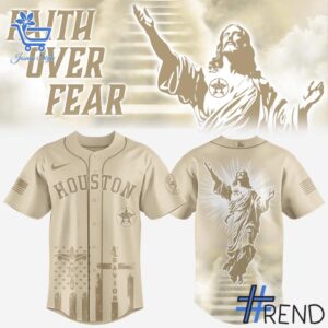 Soft and durable fabric with bold Houston Astros Faith Over Fear Jesus Jersey print
