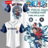 Close-up view of the Houston Astros Luffy One Piece Jersey print