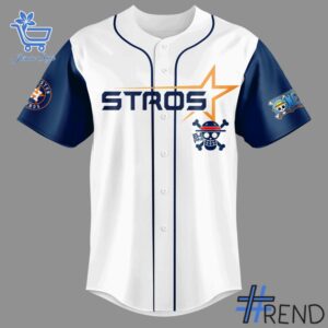 Close-up view of the Houston Astros Luffy One Piece Jersey print