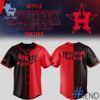 Close-up view of the Houston Astros Stranger Things Baseball Jersey print
