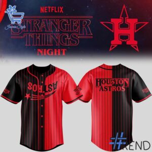 Close-up view of the Houston Astros Stranger Things Baseball Jersey print