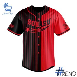Close-up view of the Houston Astros Stranger Things Baseball Jersey print