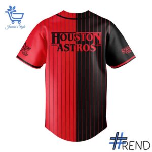 Close-up view of the Houston Astros Stranger Things Baseball Jersey print