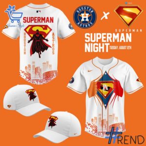 Close-up view of the Houston Astros Superman Night Baseball Jersey print