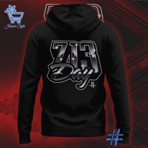 Street-style look featuring the unique Houston Rockets Day of Basketball Hoodie artwork