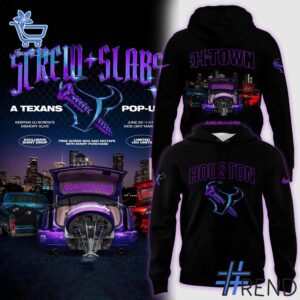 Close-up view of the Houston Texans DJ Screw Shirt print