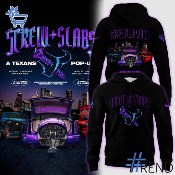 Close-up view of the Houston Texans DJ Screw Shirt print