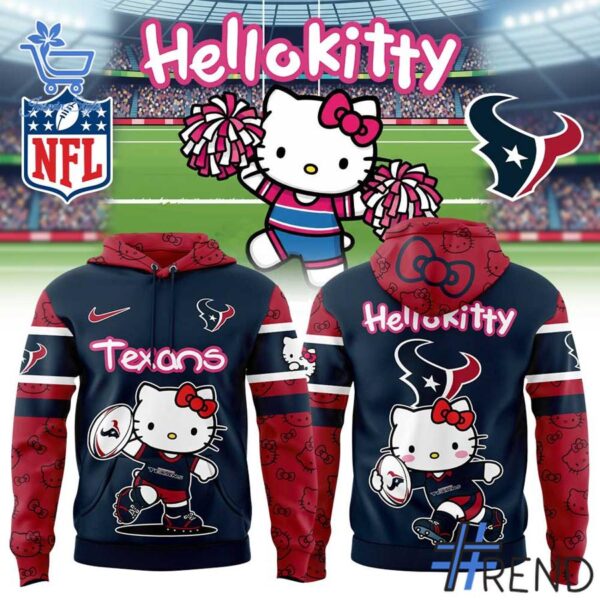 Detailed Houston Texans Hello Kitty Hoodie graphic on quality fabric