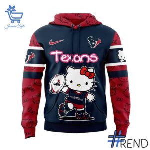 Detailed Houston Texans Hello Kitty Hoodie graphic on quality fabric
