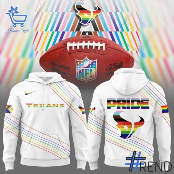 Custom apparel with the bold Houston Texans Pride Month Hoodie design