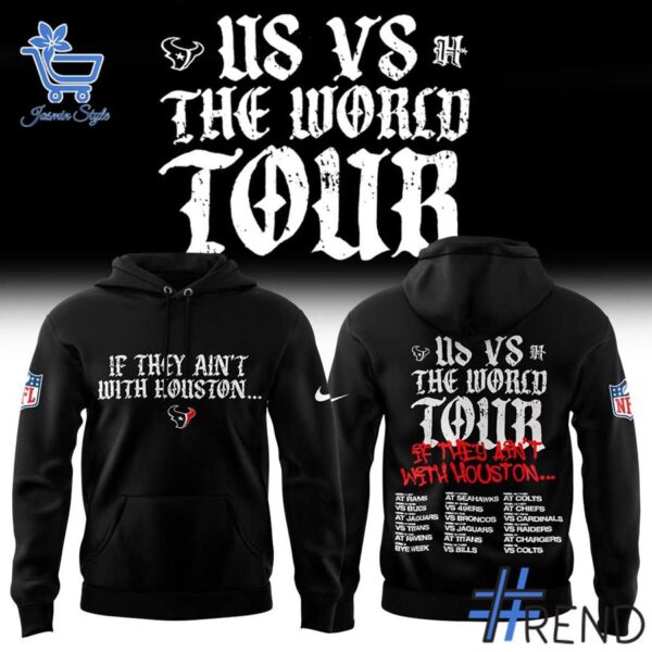 Houston Texans US vs The World Tour Shirt design displayed on high-quality clothing fabric