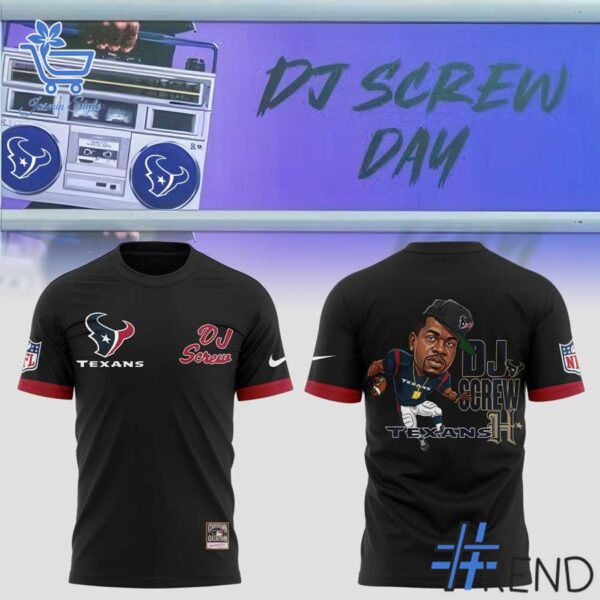 Custom apparel with the bold Houston Texans x DJ Screw black Hoodie design