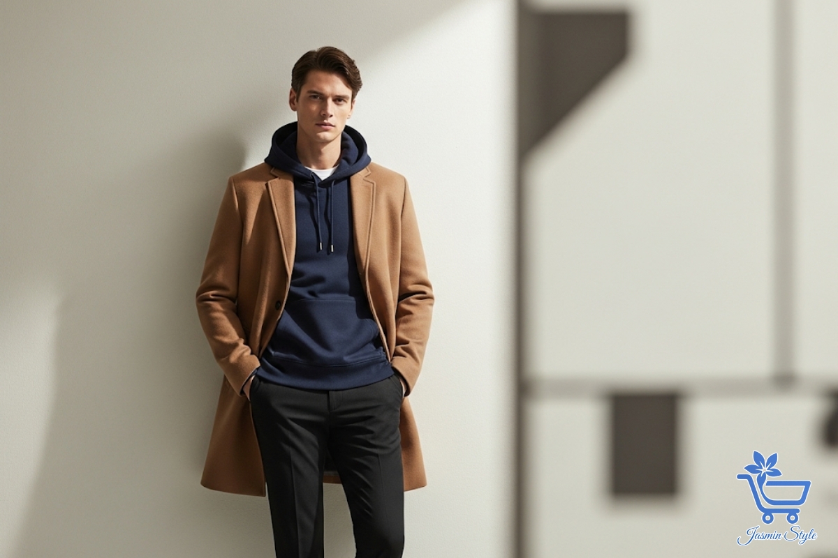 How to Style a Hoodie for Men Refined layers: A hoodie under a tailored overcoat strikes the perfect smart-casual balance.