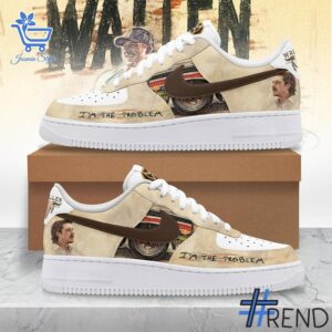Side view of I M The Problem Morgan Wallen Nike Air Force showcasing iconic low-top silhouette.
