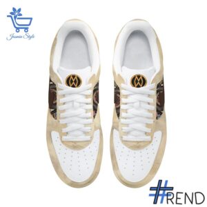 Side view of I M The Problem Morgan Wallen Nike Air Force showcasing iconic low-top silhouette.