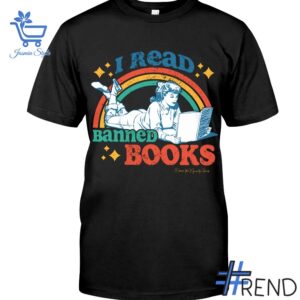 I Read Banned Books Shirt design displayed on high-quality clothing fabric
