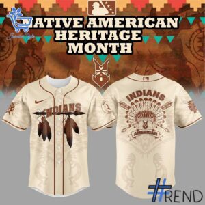 Custom look featuring the signature Indians Celebrating Native American Heritage Month Jersey design