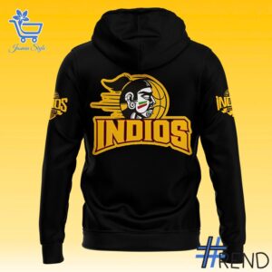 Street-style look featuring the unique Indios de Mayagüez BSN Hoodie artwork