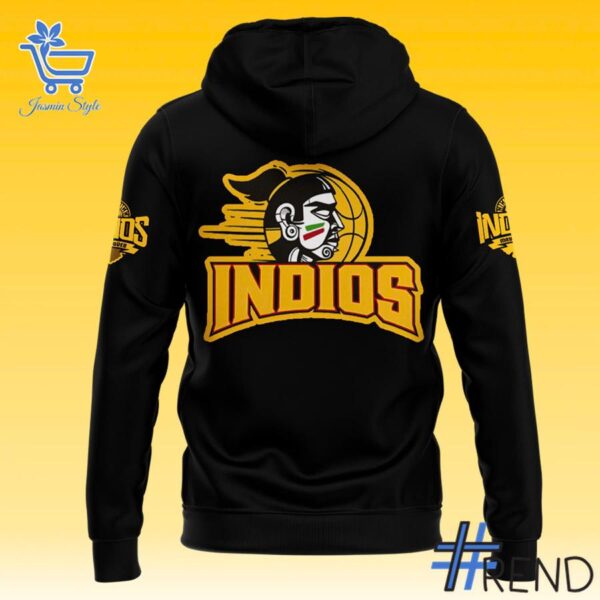 Street-style look featuring the unique Indios de Mayagüez BSN Hoodie artwork