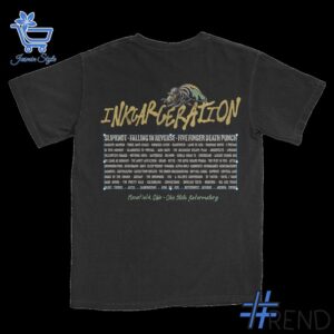 Detailed view of the 2 Inkcarceration Festival 2025 black Tshirt print on fabric