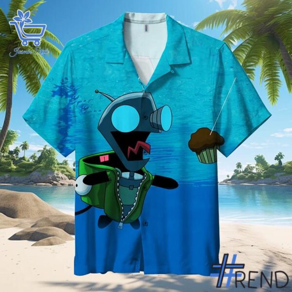 Invader Zim Nirvana Nevermind Hawaiian Shirt design displayed on high-quality clothing fabric