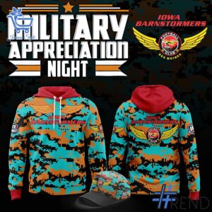 Custom look featuring the signature Iowa Barnstormers Military Nights Hoodie design