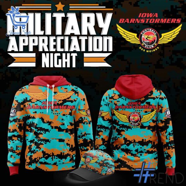 Custom look featuring the signature Iowa Barnstormers Military Nights Hoodie design