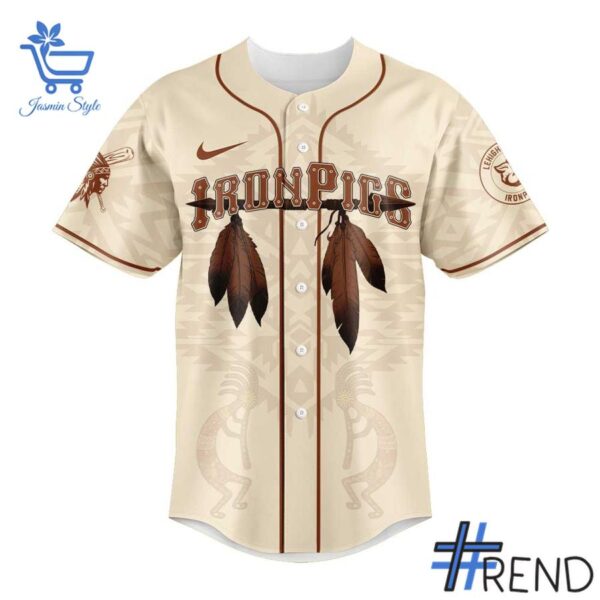 Custom look featuring the signature IronPigs Celebrating Native American Heritage Month Jersey design