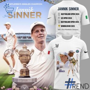 Detailed Jannik Sinner Wimbledon Champions Shirt graphic on quality fabric
