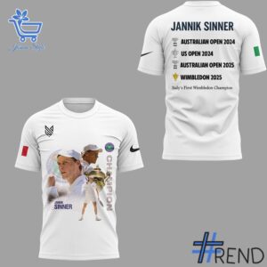 Detailed Jannik Sinner Wimbledon Champions Shirt graphic on quality fabric