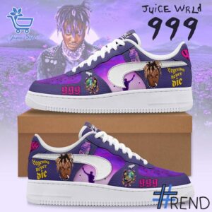 Detailed shot of Juice Wrld Air Force Shoes on classic Nike Air Force silhouette
