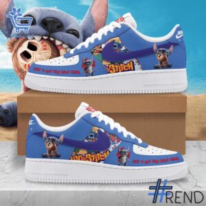 Custom apparel with the bold Just A Girl Who Loves Stitch Nike Air Force design