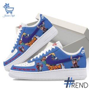 Custom apparel with the bold Just A Girl Who Loves Stitch Nike Air Force design