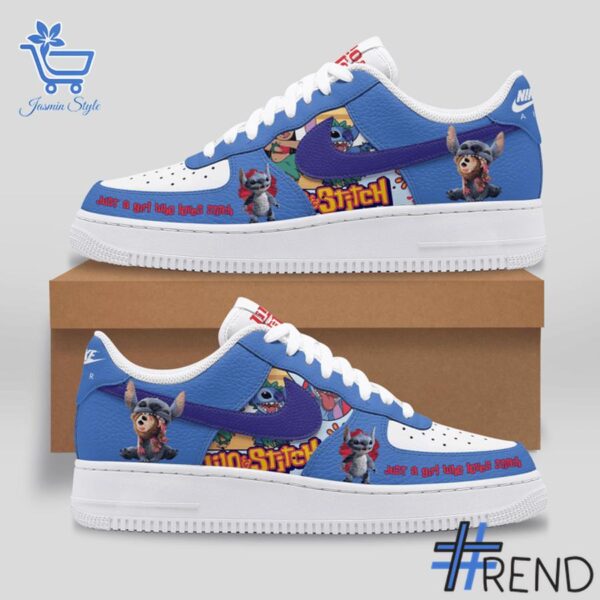 Custom apparel with the bold Just A Girl Who Loves Stitch Nike Air Force design