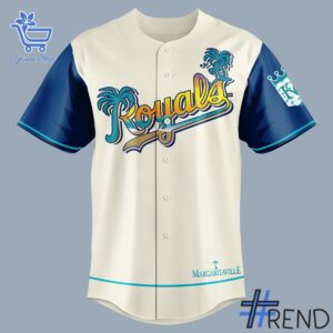Detailed fabric and stitching showing 2 Kansas City Royals 2025 Margaritaville Night Jersey