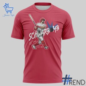 Close-up of the 2 Kyle Schwarber All Star Game Philadelphia Eagles Shirt showing detailed design and vibrant colors.