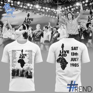 Detailed LIVE AID July Shirt graphic on quality fabric