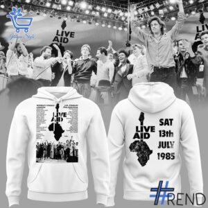 Detailed LIVE AID July Shirt graphic on quality fabric