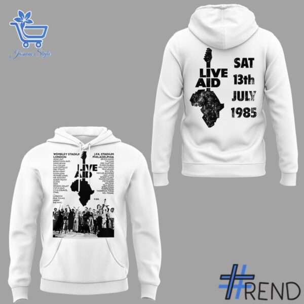 Detailed LIVE AID July Shirt graphic on quality fabric