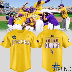 Premium-quality product featuring the LSU Tigers World Series Champions Yellow Jersey design