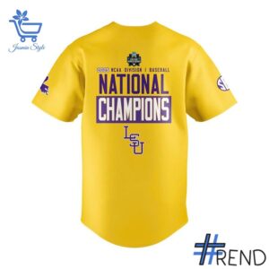 Premium-quality product featuring the LSU Tigers World Series Champions Yellow Jersey design