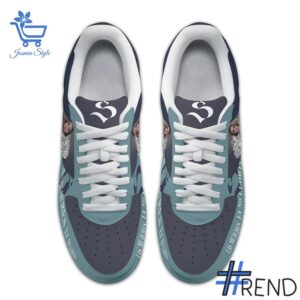 Detailed shot of Las Mujeres Ya No Lloran Shakira Nike Air Force on classic Nike Air Force silhouette