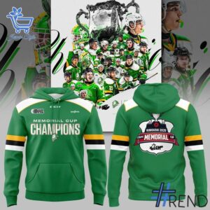 Close-up view of the London Knights Hockey Memorial Cup Champions Hoodie print
