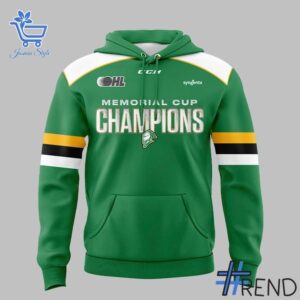 Close-up view of the London Knights Hockey Memorial Cup Champions Hoodie print