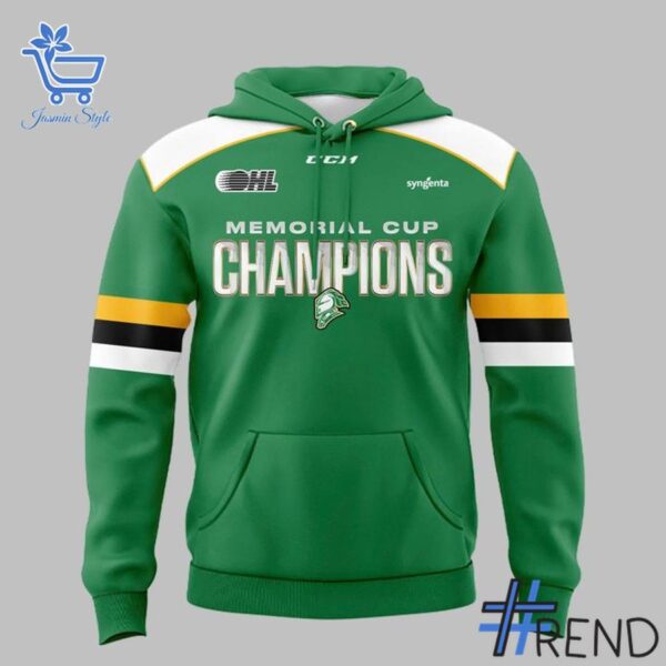 Close-up view of the London Knights Hockey Memorial Cup Champions Hoodie print