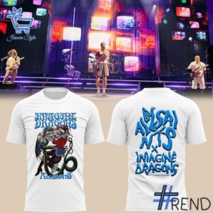 Close-up of the 1 Loom World Tour Imagine Dragons Tshirt showing detailed design and vibrant colors.