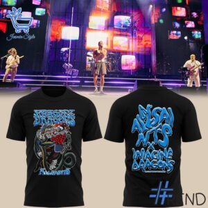 Close-up of the 4 Loom World Tour Imagine Dragons Tshirt showing detailed design and vibrant colors.