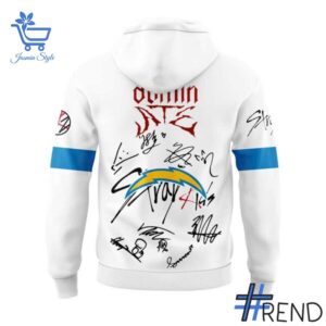 Custom apparel with the bold Los Angeles Chargers ATE Show Stray Kids Signature Hoodie design