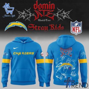 Custom apparel with the bold Los Angeles Chargers ATE Show Stray Kids Signature Hoodie design